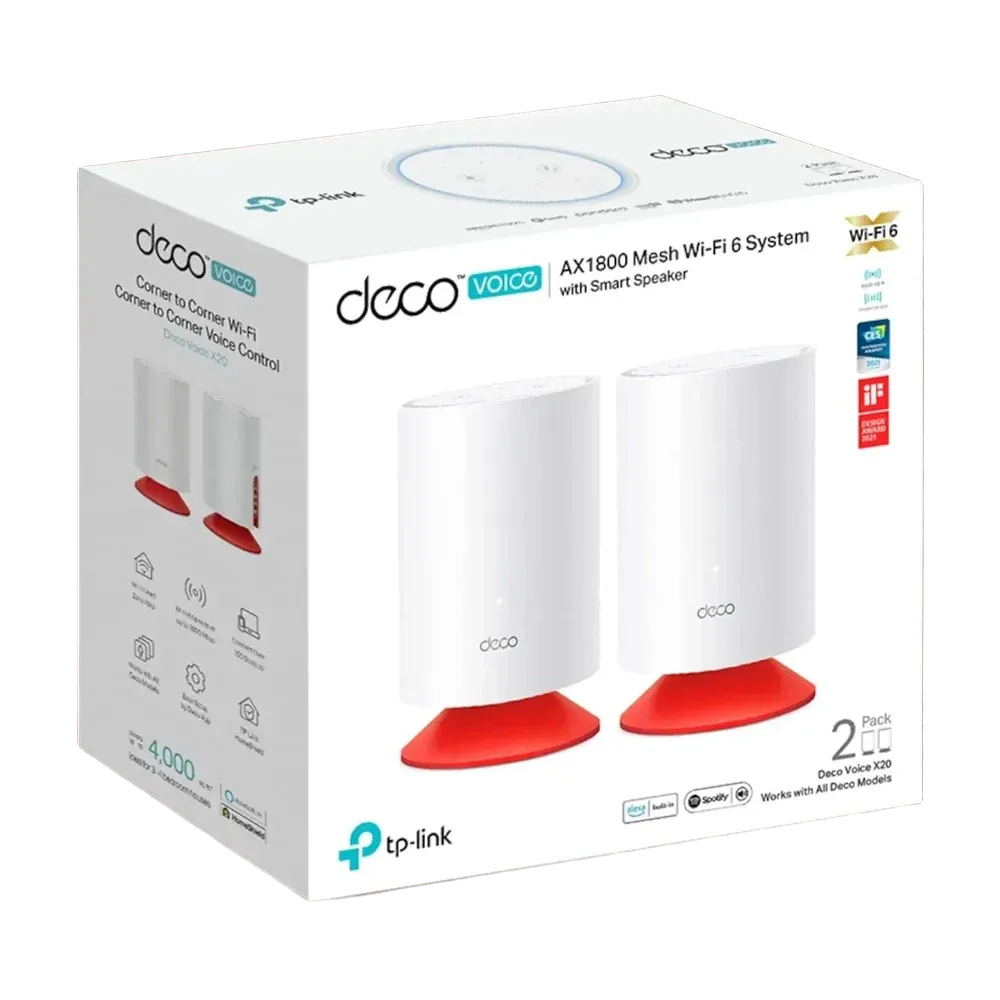 TP-Link Deco Voice X20 AX1800 2-Pack Mesh Wi-Fi 6 Dual-Band System - 1