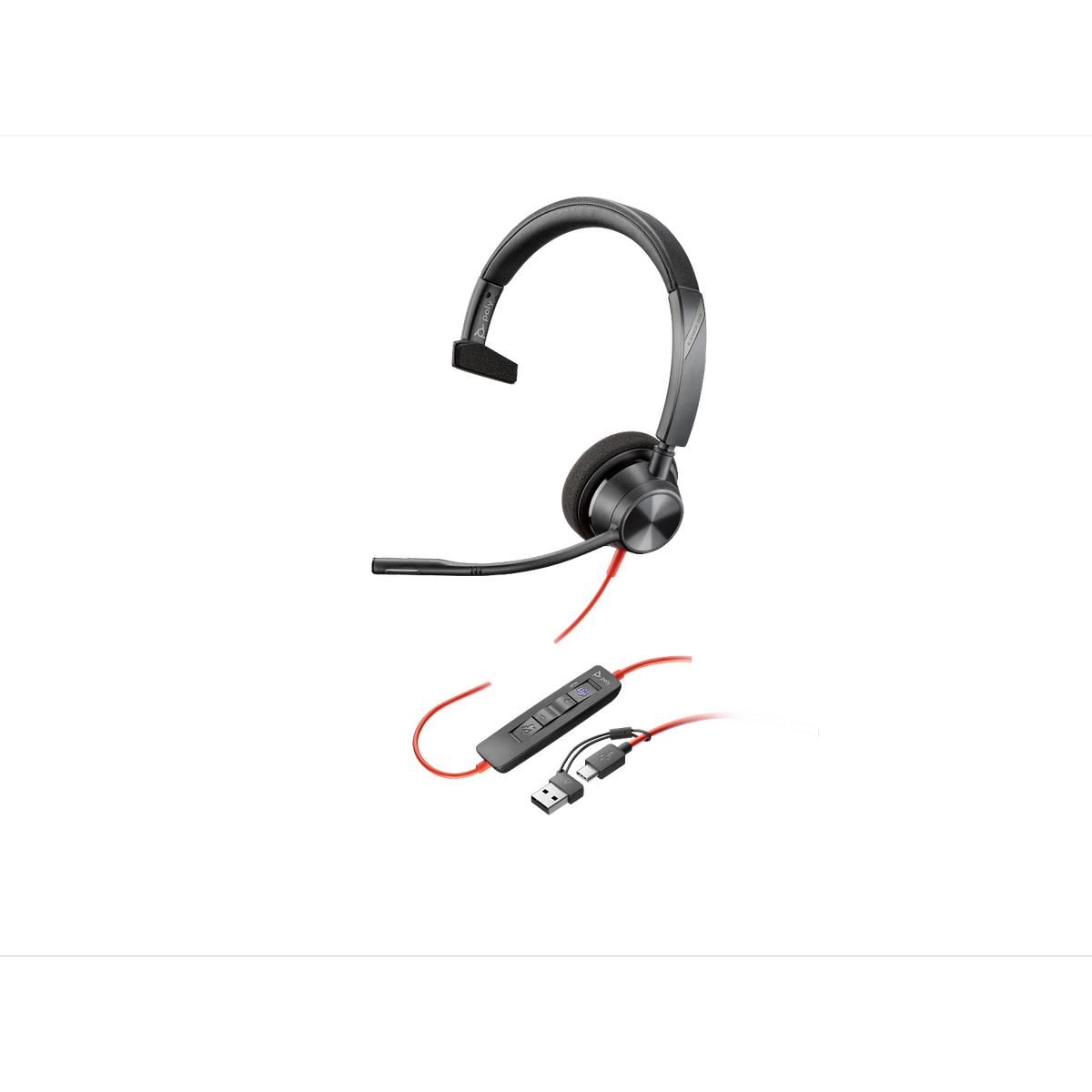 Poly Blackwire 3310 USB-C Headset Black - 1