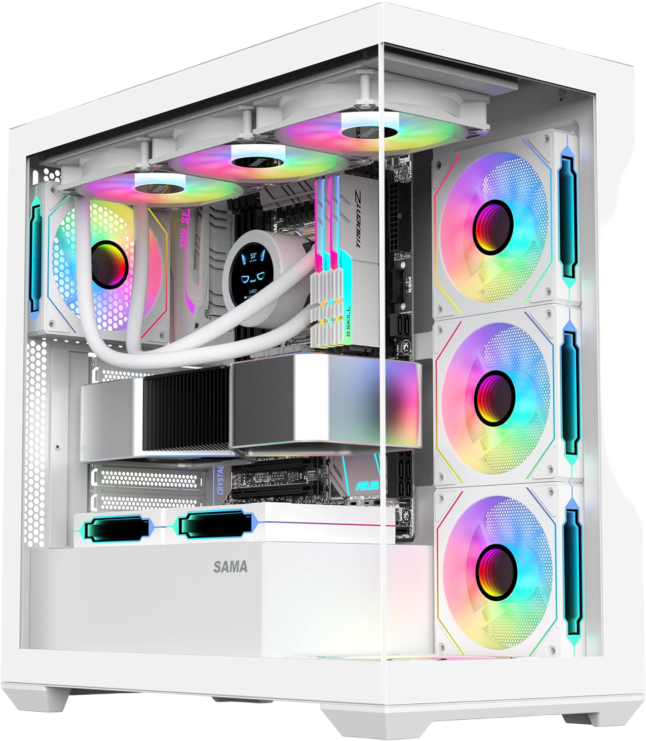 SAMA SV01 Mid-Tower ATX Case White Tempered Glass - 1