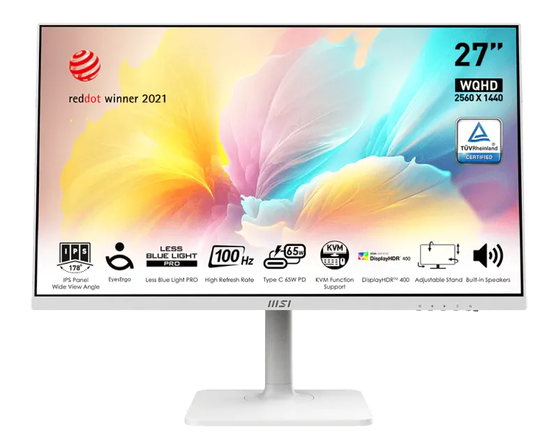 MSI Modern 27″ 2560x1440 100Hz IPS Monitor White - 1