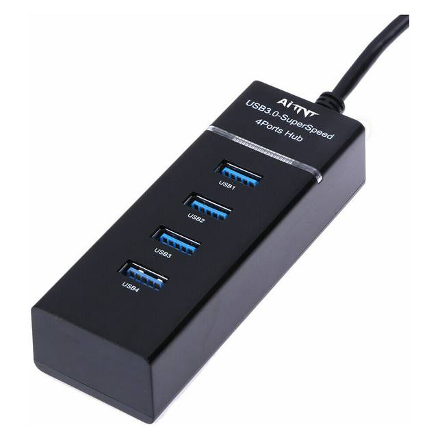 AiTNT 4-Port USB 3.0 USB Hub Black - 1