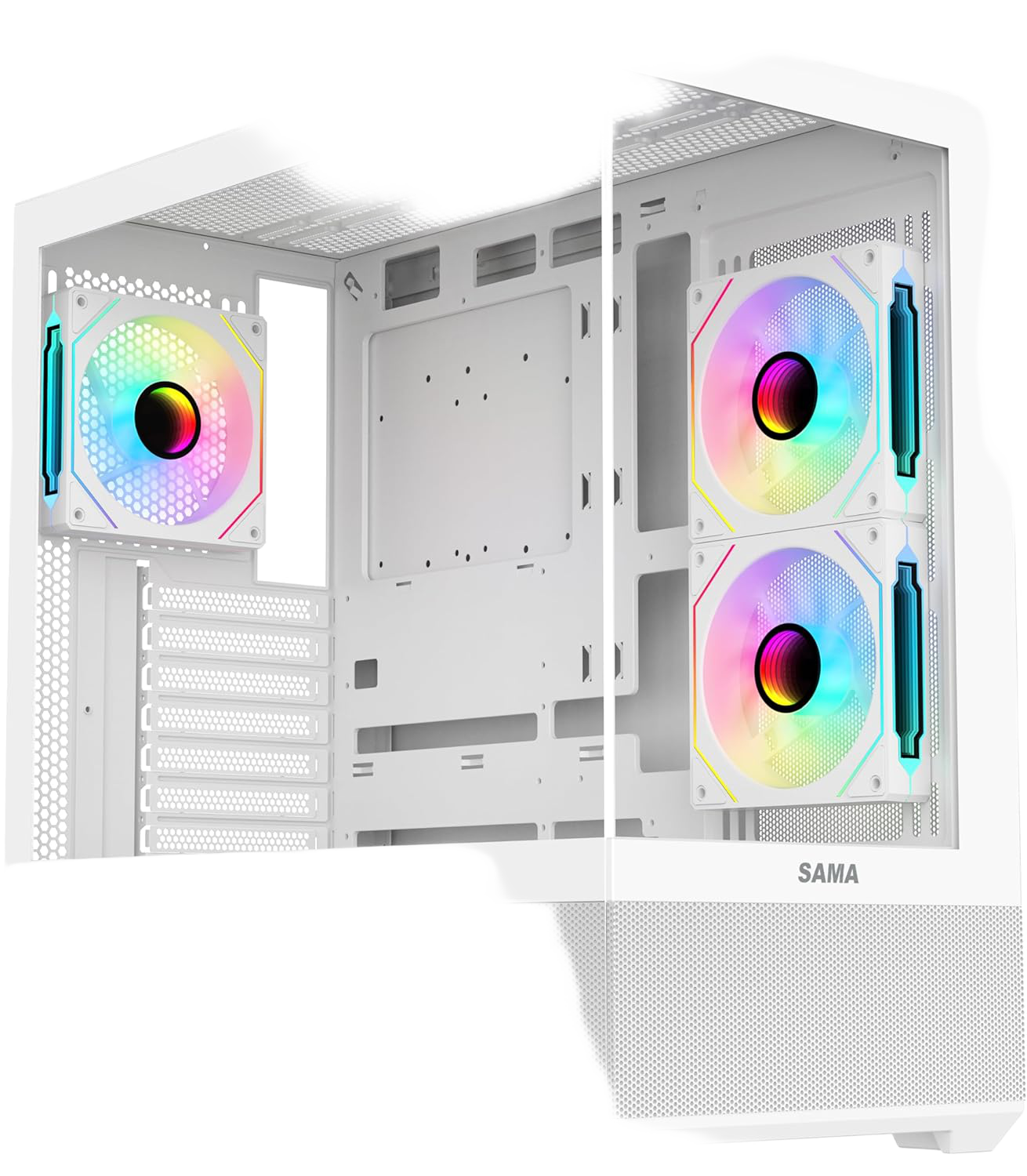 SAMA SV02 Mid-Tower ATX Case White Tempered Glass - 1