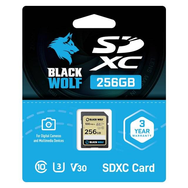 فلاش Black Wolf 256GB USB 3.2 SDXC كرت أسود - 1