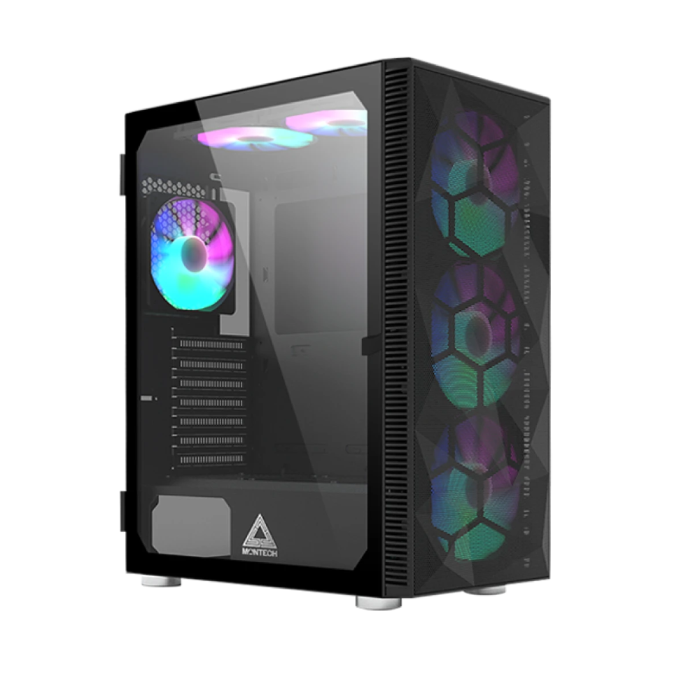 كيس Montech X3 Mid-Tower Black 6 Fans ATX mATX ITX - 1