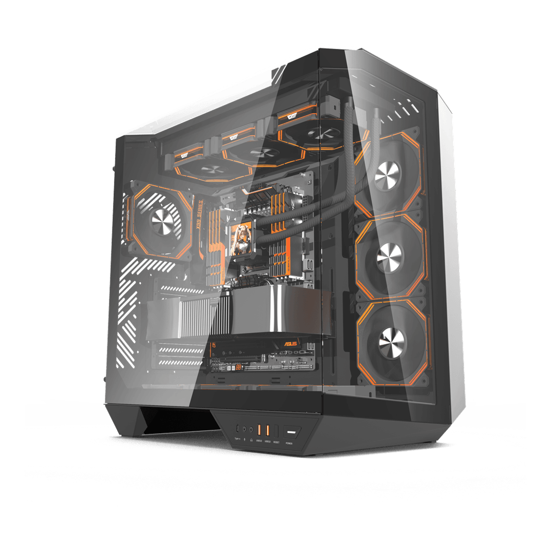 DarkFlash DY470 Full Tower ATX Case Black ARGB Glass - 1