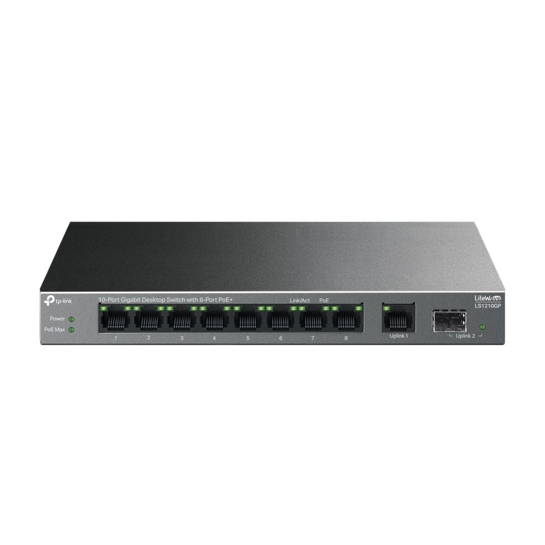 سويتش TP-Link LiteWave LS-1210GP 10-Port Gigabit غير مُدار مع 8-Port PoE+ - 1