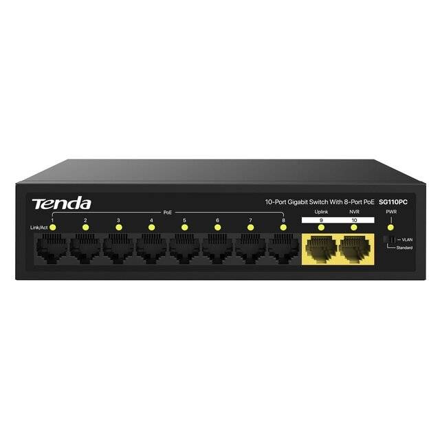 Tenda SG110PC 10-Port Gigabit 1GbE Unmanaged PoE Switch - 1