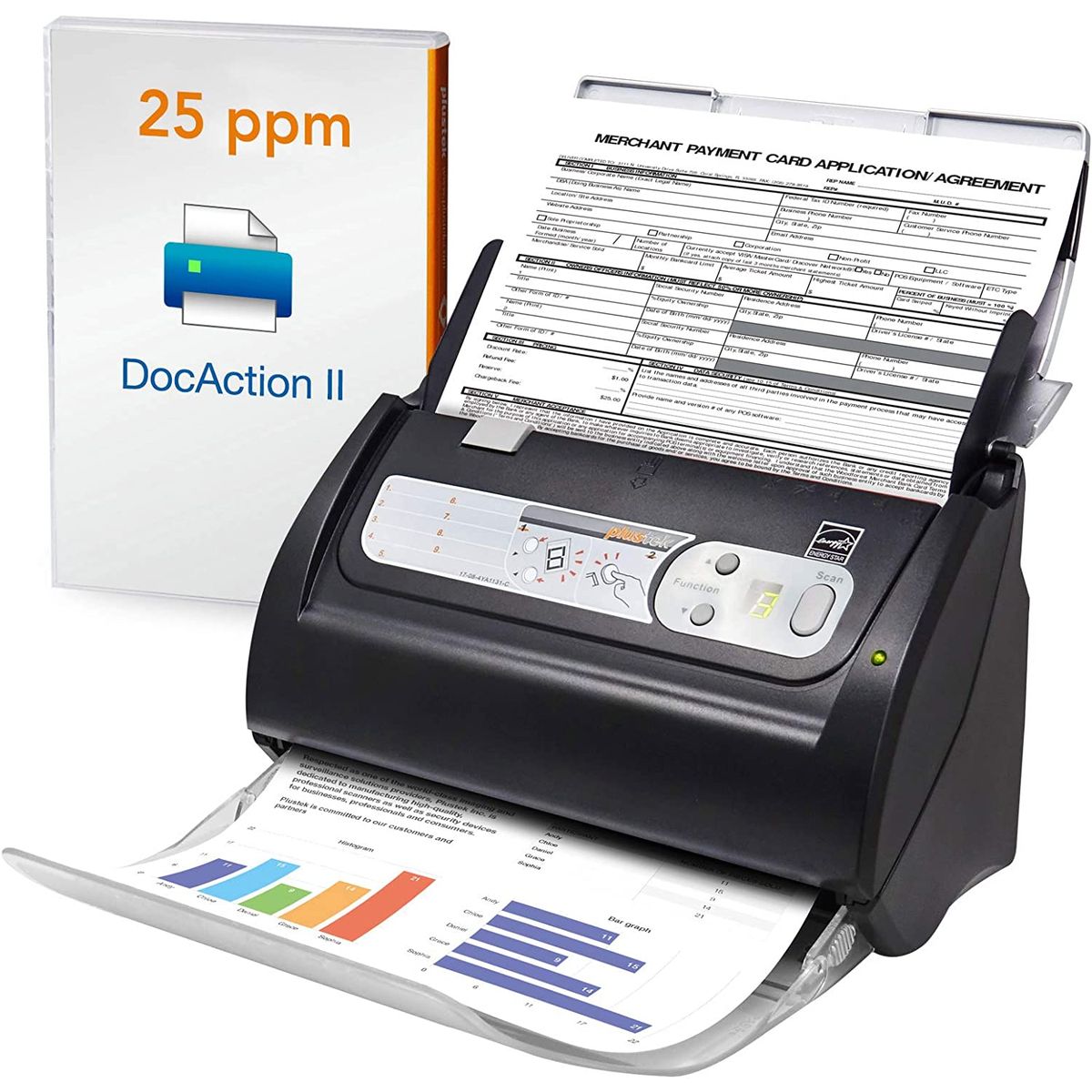 Plustek SmartOffice PS186 600 dpi USB Document Scanner Black - 1