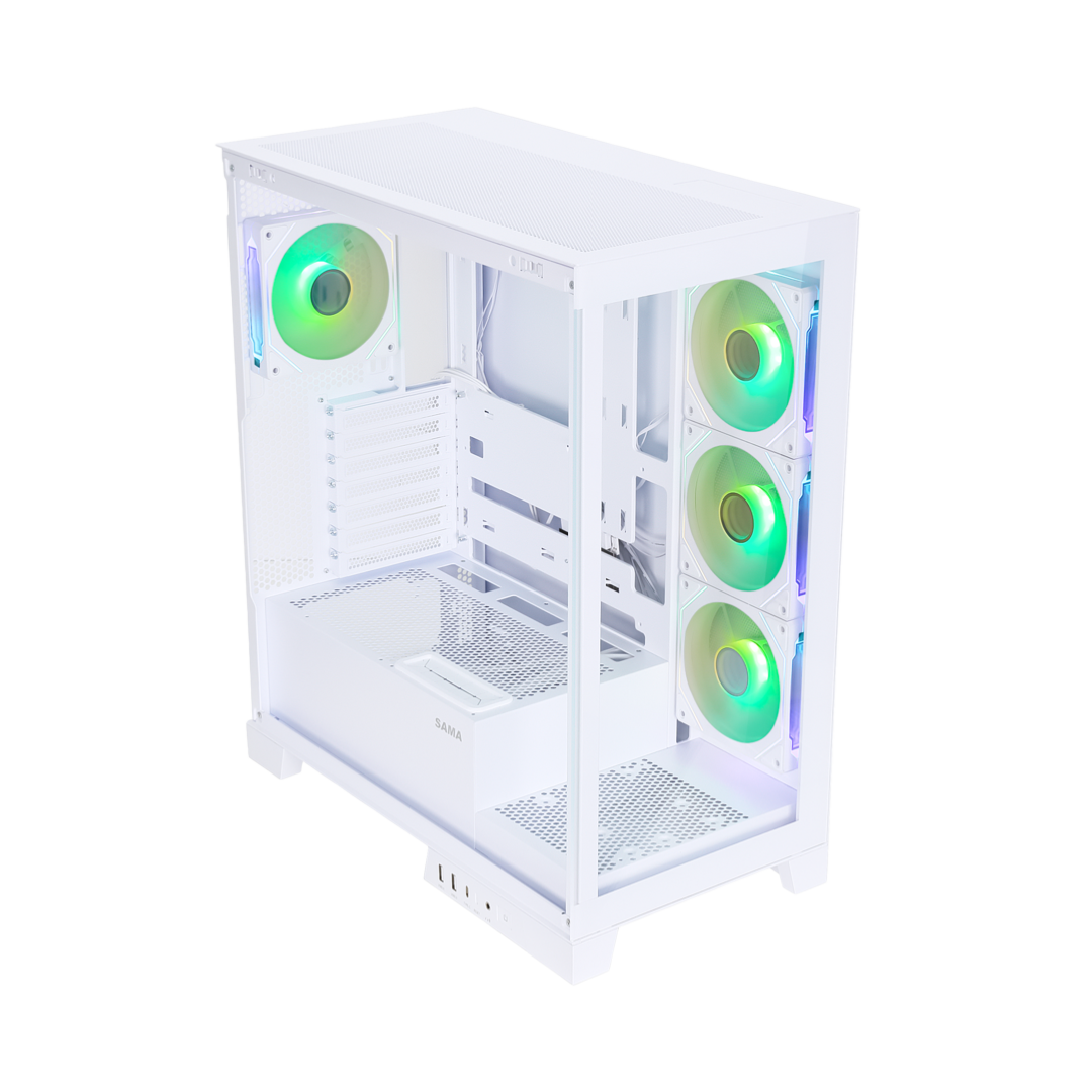 SAMA Neview 2351 Mid-Tower ATX Case White Tempered Glass BTF - 1
