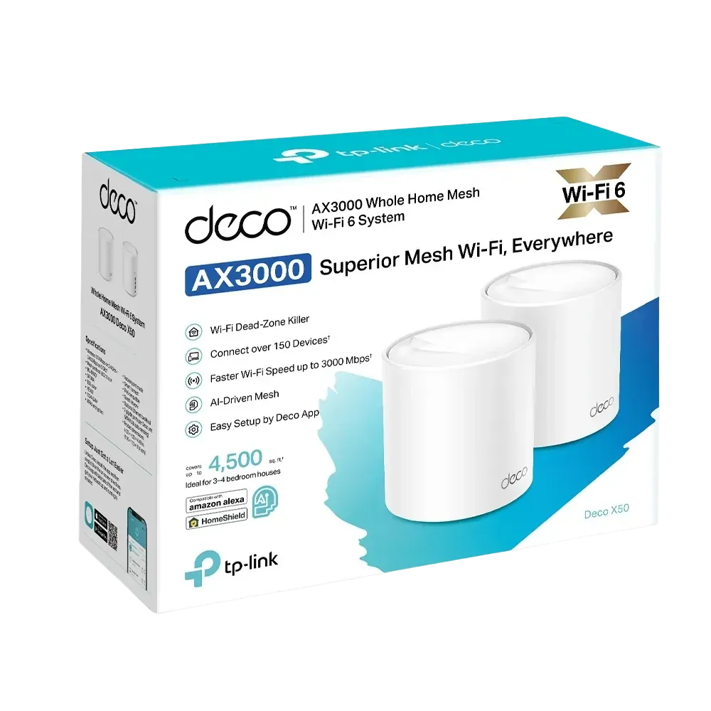 TP-Link Deco X50 AX3000 WiFi 6 Dual-Band Mesh System 2-Pack - 1