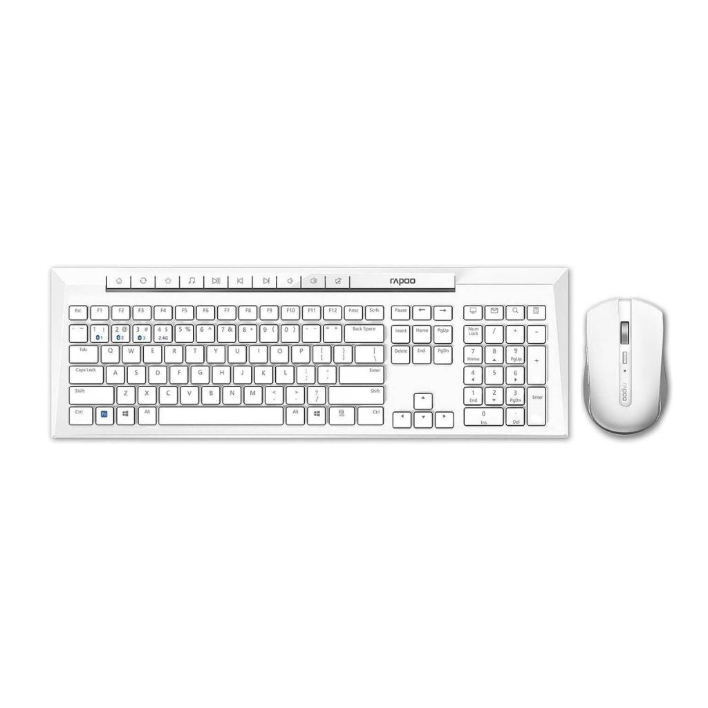 Rapoo 8210M Full-Size Wireless Keyboard and Mouse Combo White - 1