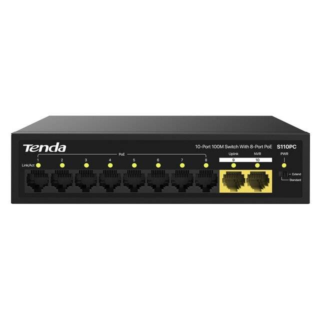 Tenda S110PC 10-Port 100M Switch with 8-Port PoE - 1