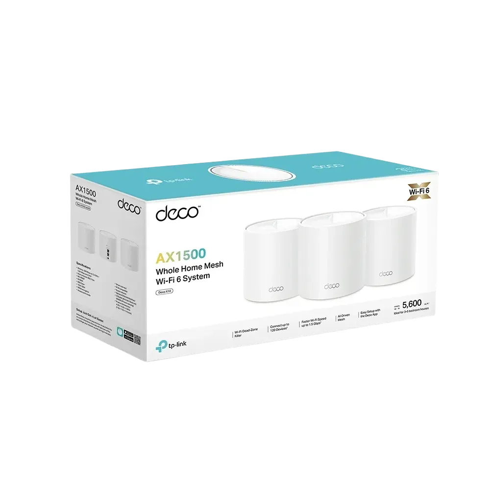 TP-Link Deco X10 AX1500 3-Pack WiFi 6 Dual-Band Mesh System - 1