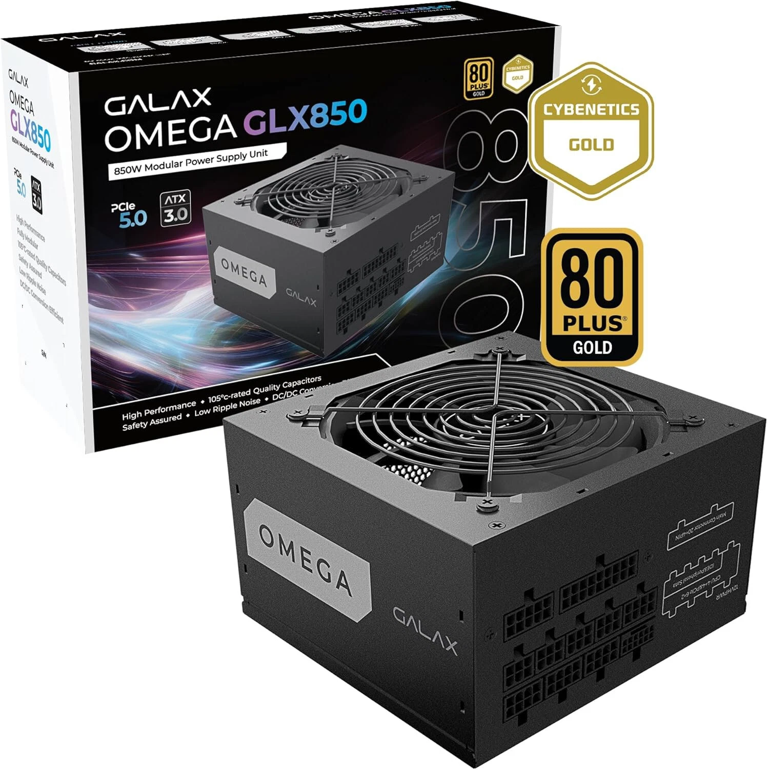 GALAX OMEGA GLX850 850W 80+ Gold Full Modular PCIe 5.0 Power Supply - 1