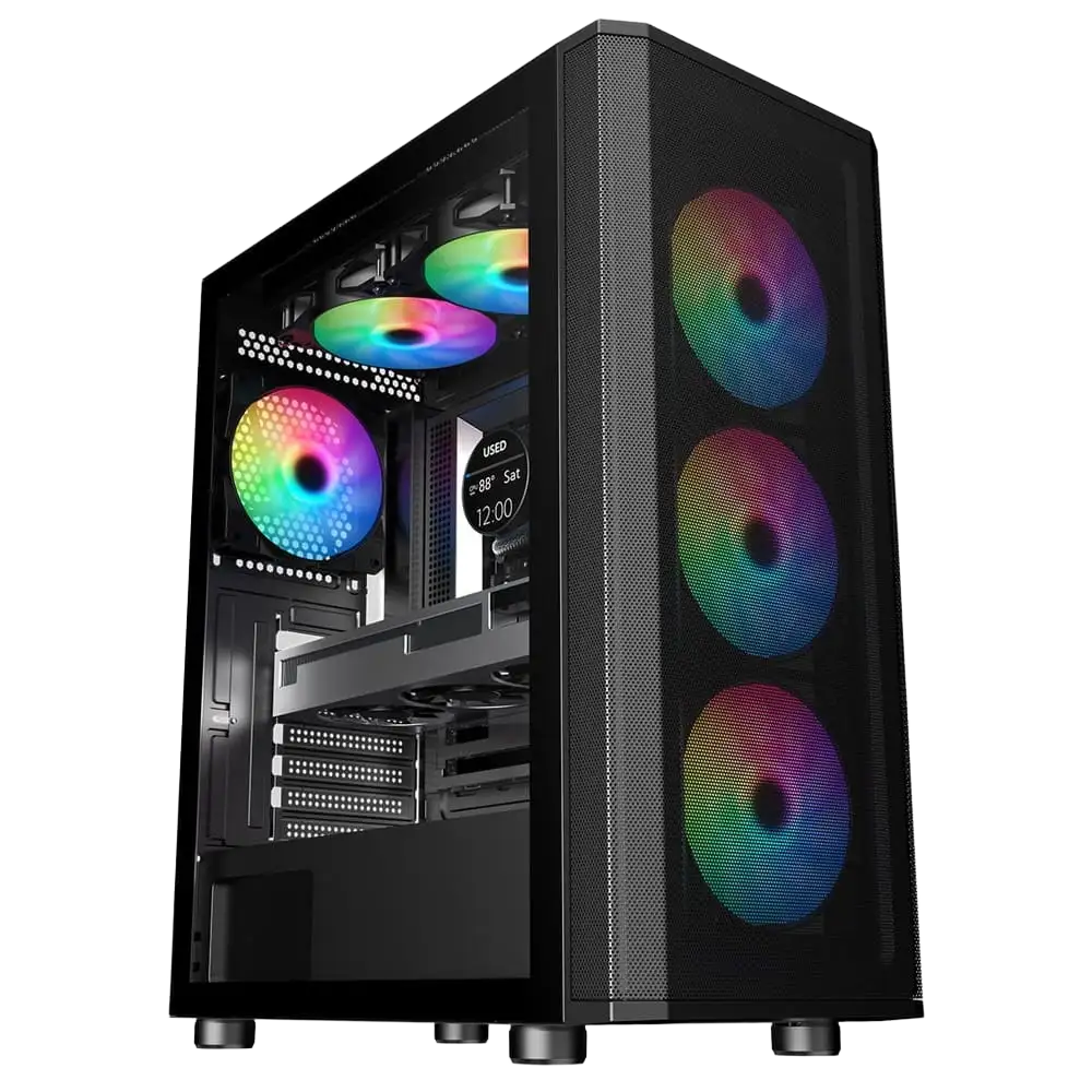 SAMA 3311B Mid-Tower ATX Case Black Tempered Glass - 1