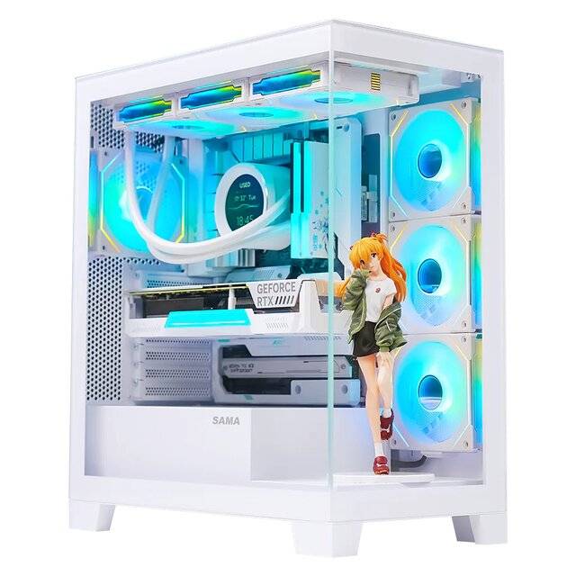 كيس SAMA Neview 2351 Mid-Tower ATX أبيض زجاج مقوى BTF - 1
