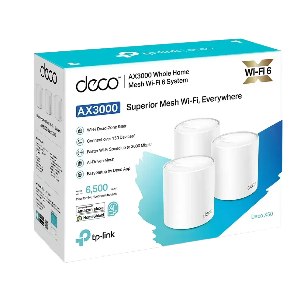 TP-Link Deco X50 AX3000 3-Pack WiFi 6 Dual-Band Mesh System - 1