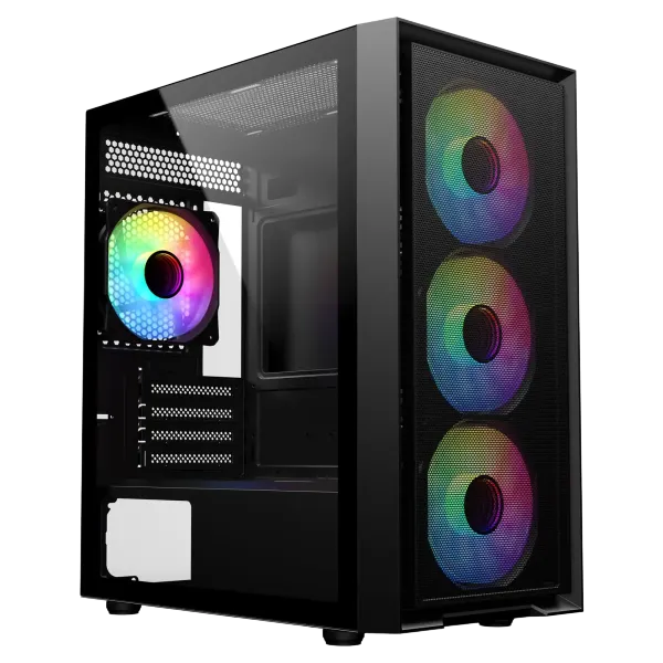SAMA M203 Mini-Tower Micro-ATX Case Black Tempered Glass - 1