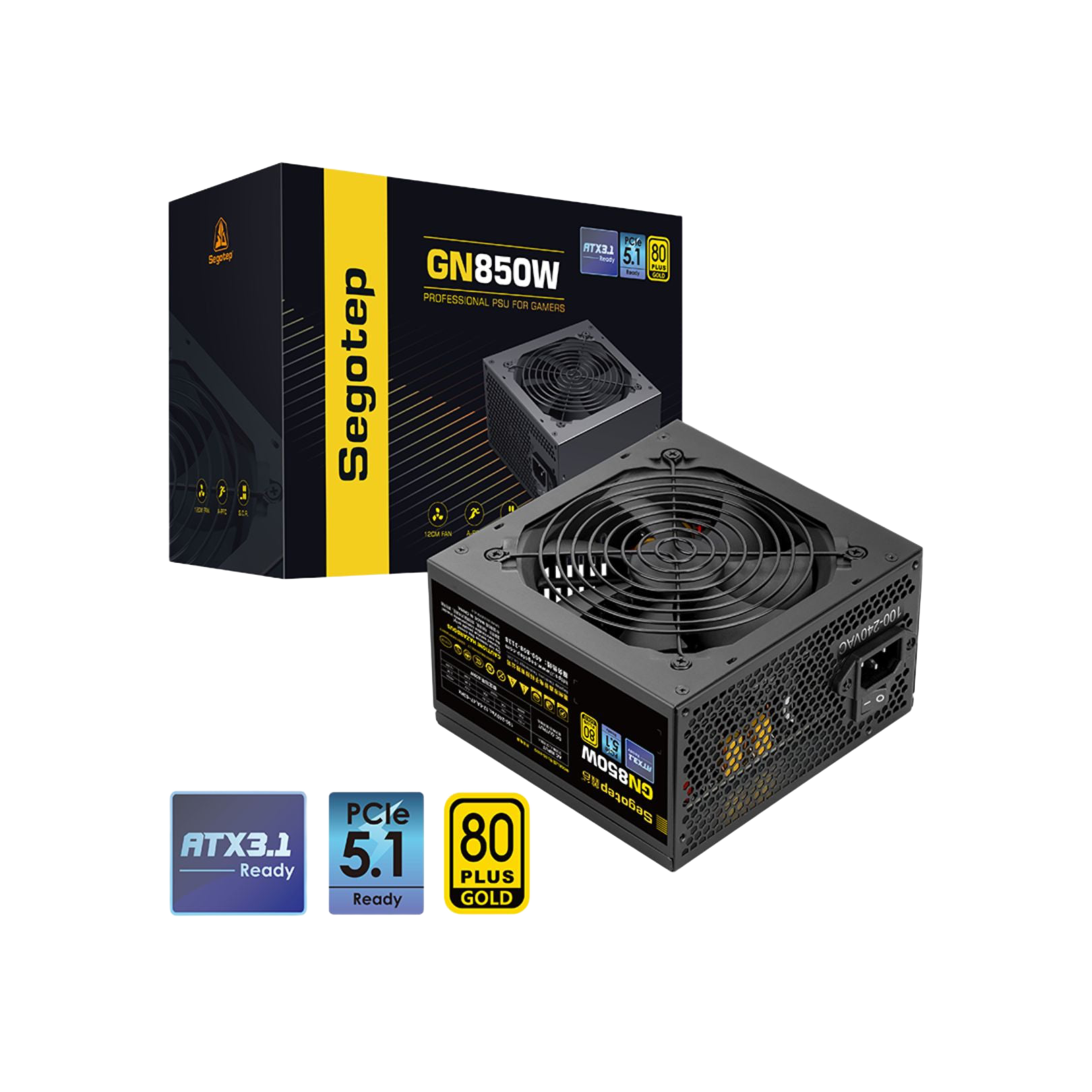 Segotep GN850W 850W 80+ Gold Non-Modular ATX 3.1 & PCIe 5.1 Power Supply - 1