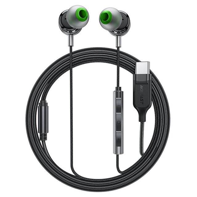 AceFast L5 Wired In-Ear Earphones USB-C with Mic Black - 1