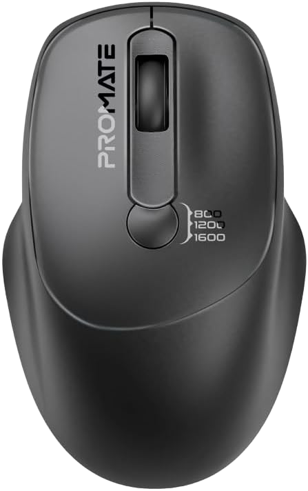 Promate EZGrip Wireless Mouse 1600 DPI Ergonomic Ambidextrous - 1