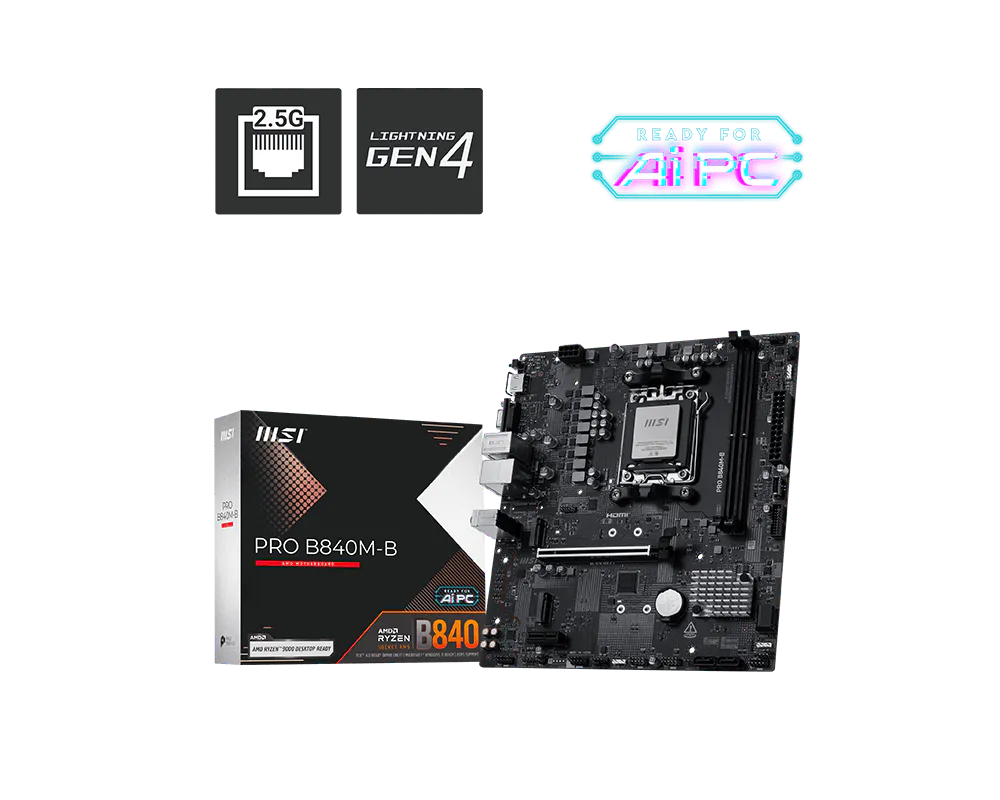 لوحة أم MSI PRO B840 AM5 Micro-ATX DDR5 - 1