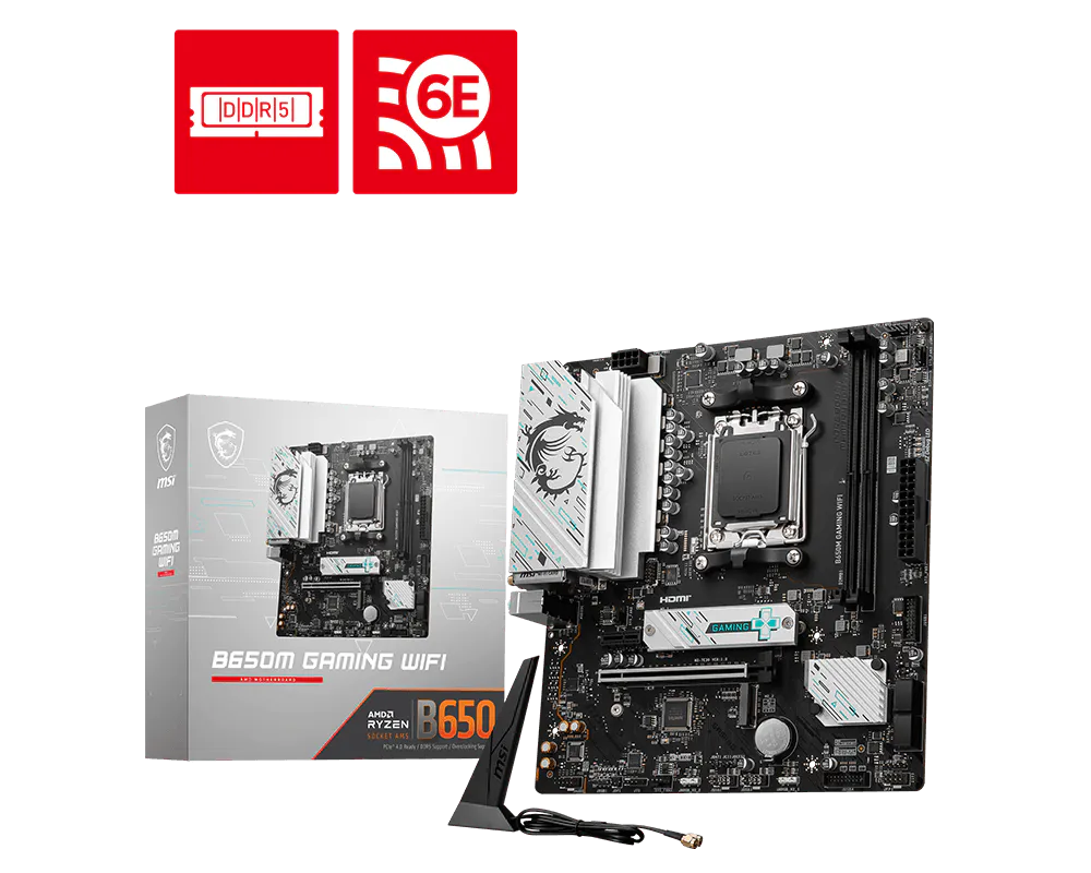 MSI Gaming B650M WiFi DDR5 AM5 Micro-ATX Motherboard - 1