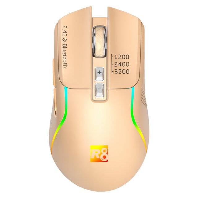 ماوس R8 1761 3200 DPI Dual Mode لاسلكي RGB وردي - 1