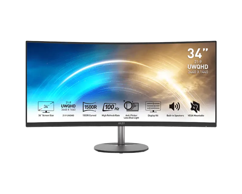 MSI PRO MP341CQ 34″ 3440x1440 100Hz VA Monitor Black - 1