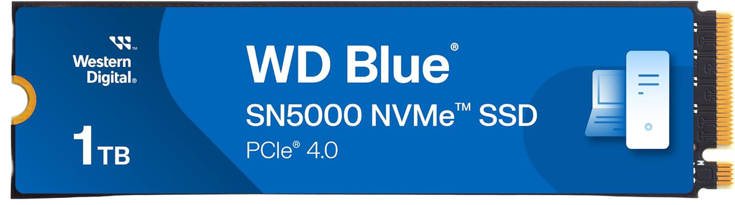 Western Digital Blue SN5000 1TB NVMe M.2 PCIe 4.0 Internal SSD - 1