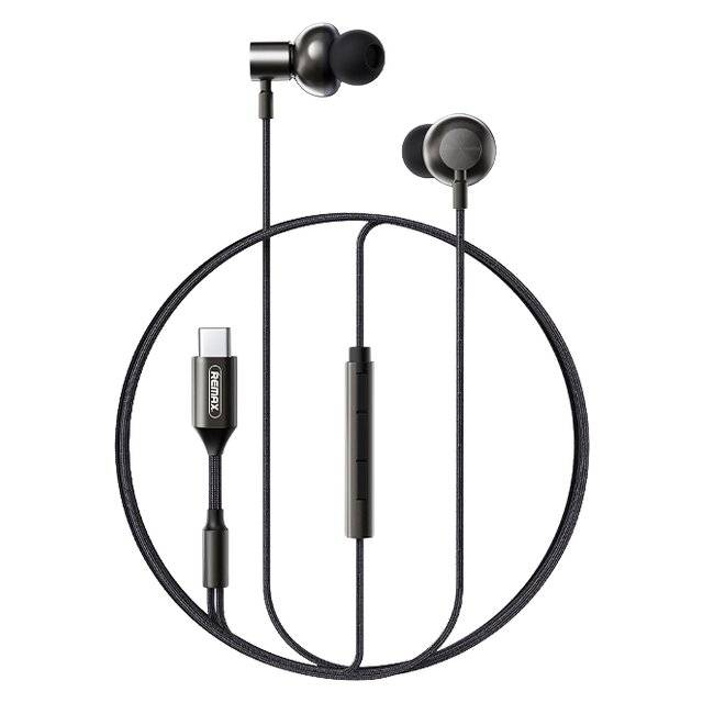 Remax RM-730A Wired In-Ear Earphones with Mic, Type-C, 12mm Gray - 1
