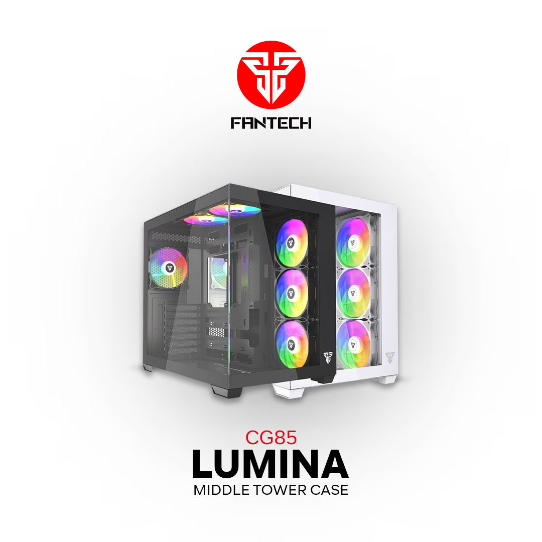 كيس Fantech CG85 Lumina Mid-Tower ATX RGB زجاجي مقوى - 1