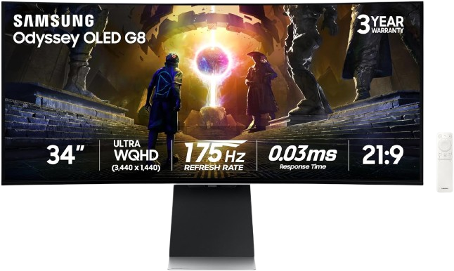 Samsung Odyssey OLED G8 34" 3440x1440 175Hz QD-OLED Gaming Monitor - 1