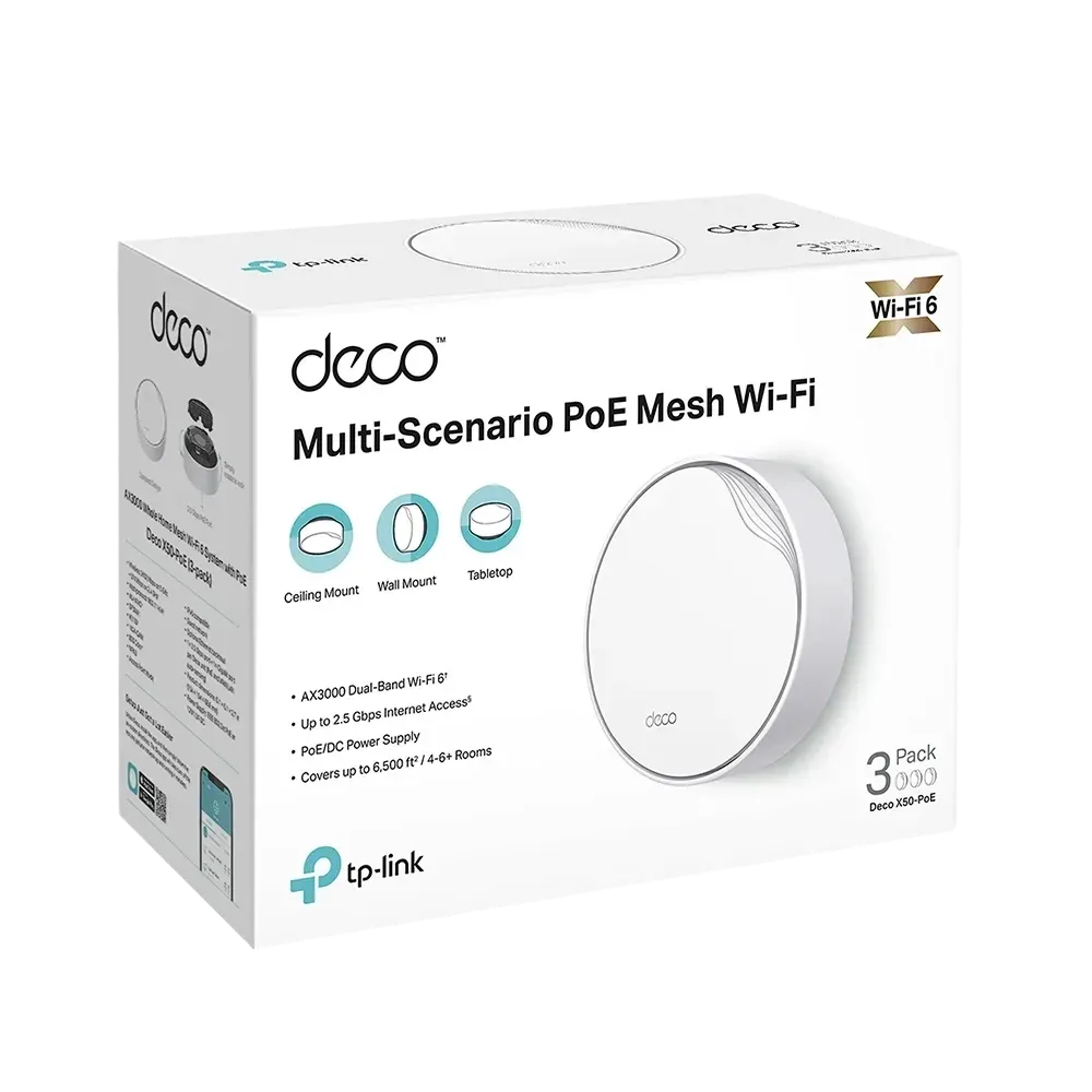 TP-Link Deco X50-PoE AX3000 3-Pack WiFi 6 Dual-Band Mesh System - 1