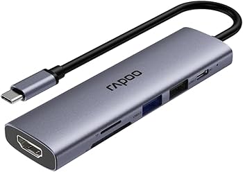 محول Rapoo XD61 USB-C إلى HDMI 4K 6-في-1 فضي - 1