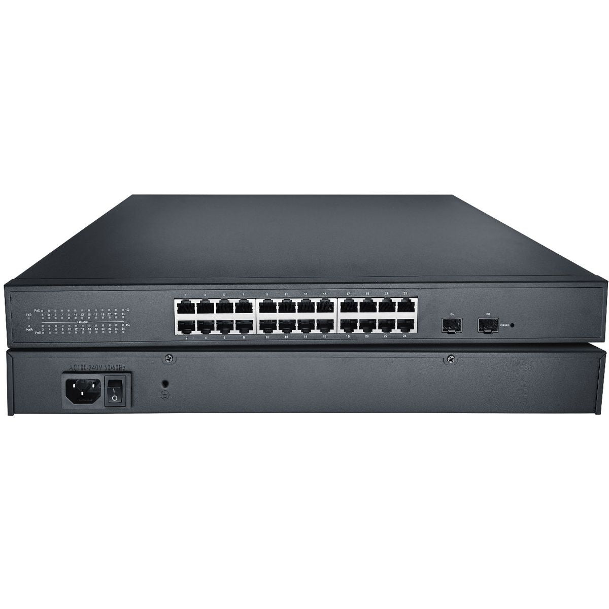 Vissonic VIS-SWITCH24 24-Port Gigabit RJ45 Switch 2x SFP 1U Rackmount - 1