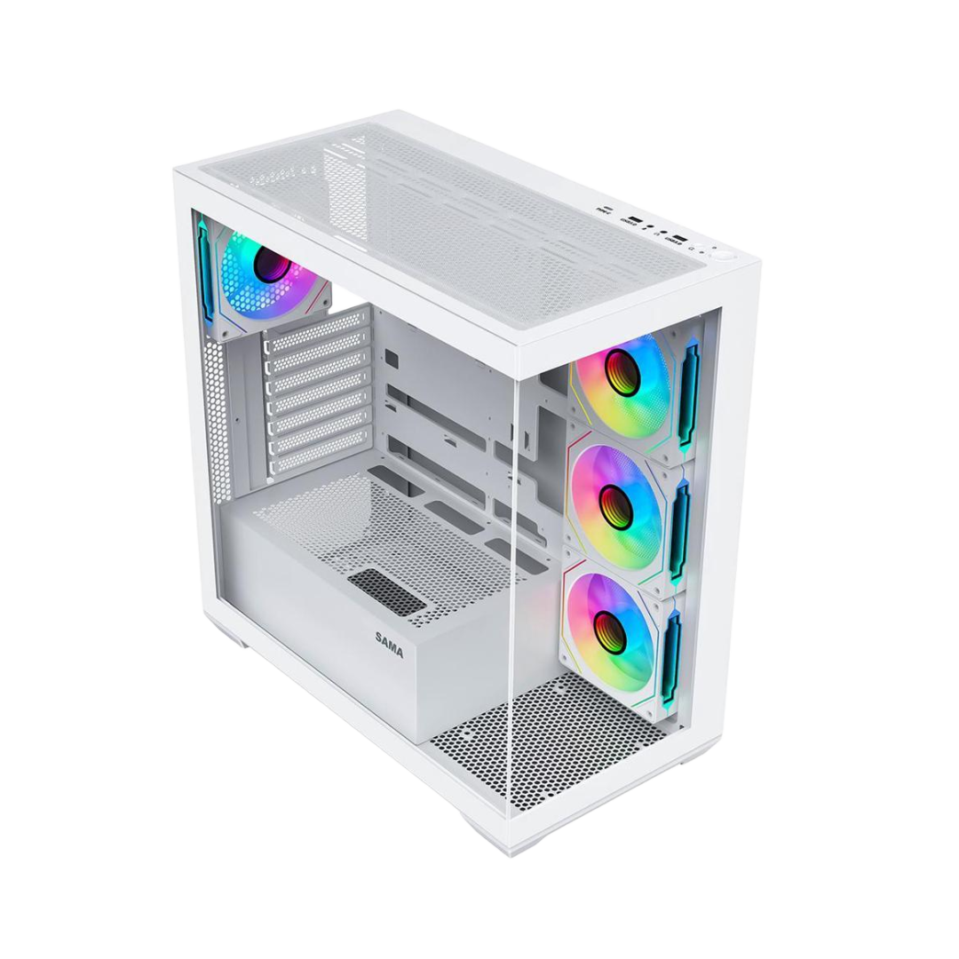 كيس SAMA SV01 Mid-Tower ATX أبيض زجاجي BTF - 1