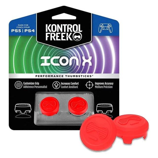 KontrolFreek Icon X Performance Thumbsticks for PS4/PS5 Red - 1