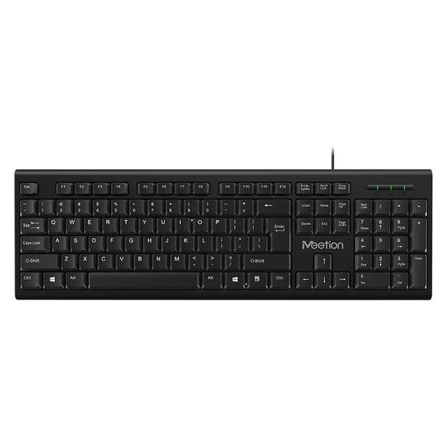 Meetion K100 Full-Size Membrane USB Keyboard Black - 1