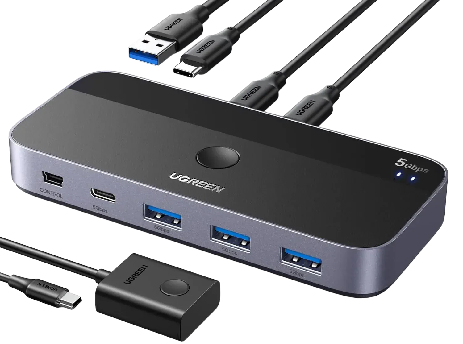 محول Ugreen 25098 2-in 4-out USB 3.0 USB-C أسود - 1