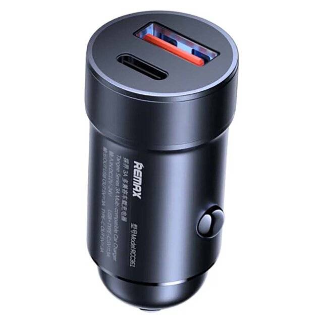 Remax 15W Car Charger USB-A to Type-C Black - 1