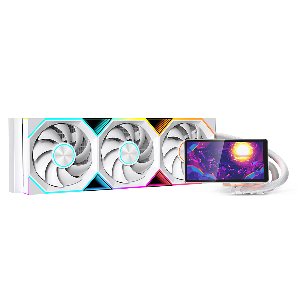 مبرد Jungle Leopard ProFlow 360 360mm AIO Liquid Cooler 320W أبيض بشاشة LCD - 1
