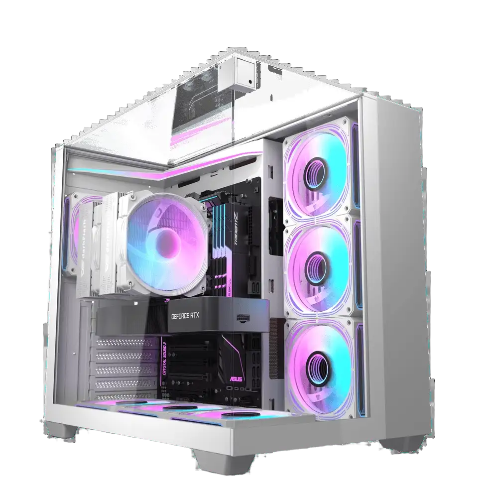 DarkFlash TH285 Mid-Tower ATX Case White Tempered Glass - 1