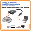 محول USB Tripp-Lite USB 3.0 SuperSpeed إلى Dual Port Gigabit Ethernet - 1
