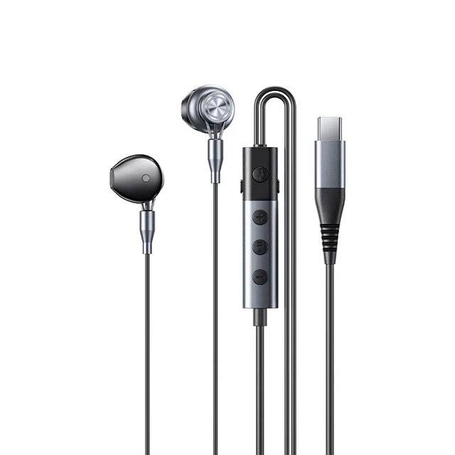 Remax RM-707A Wired Earphones with Mic, 14mm Driver, Type-C Black - 1