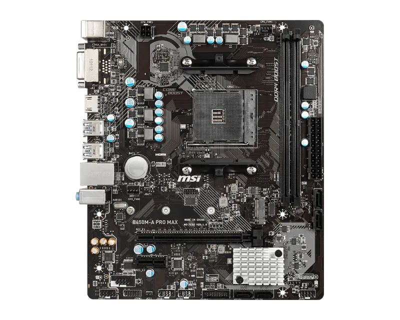 MSI B450M-A Pro Max AMD B450 AM4 Micro-ATX Motherboard - 1