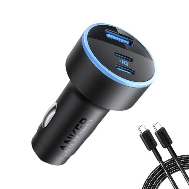 شاحن Anker 335 67W للسيارة 2× USB-C + 1× USB-A أسود - 1