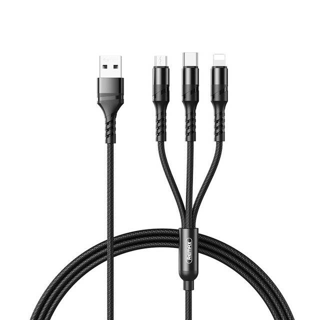 Remax 3-in-1 USB-A Charging Cable 1.2m Black - 1