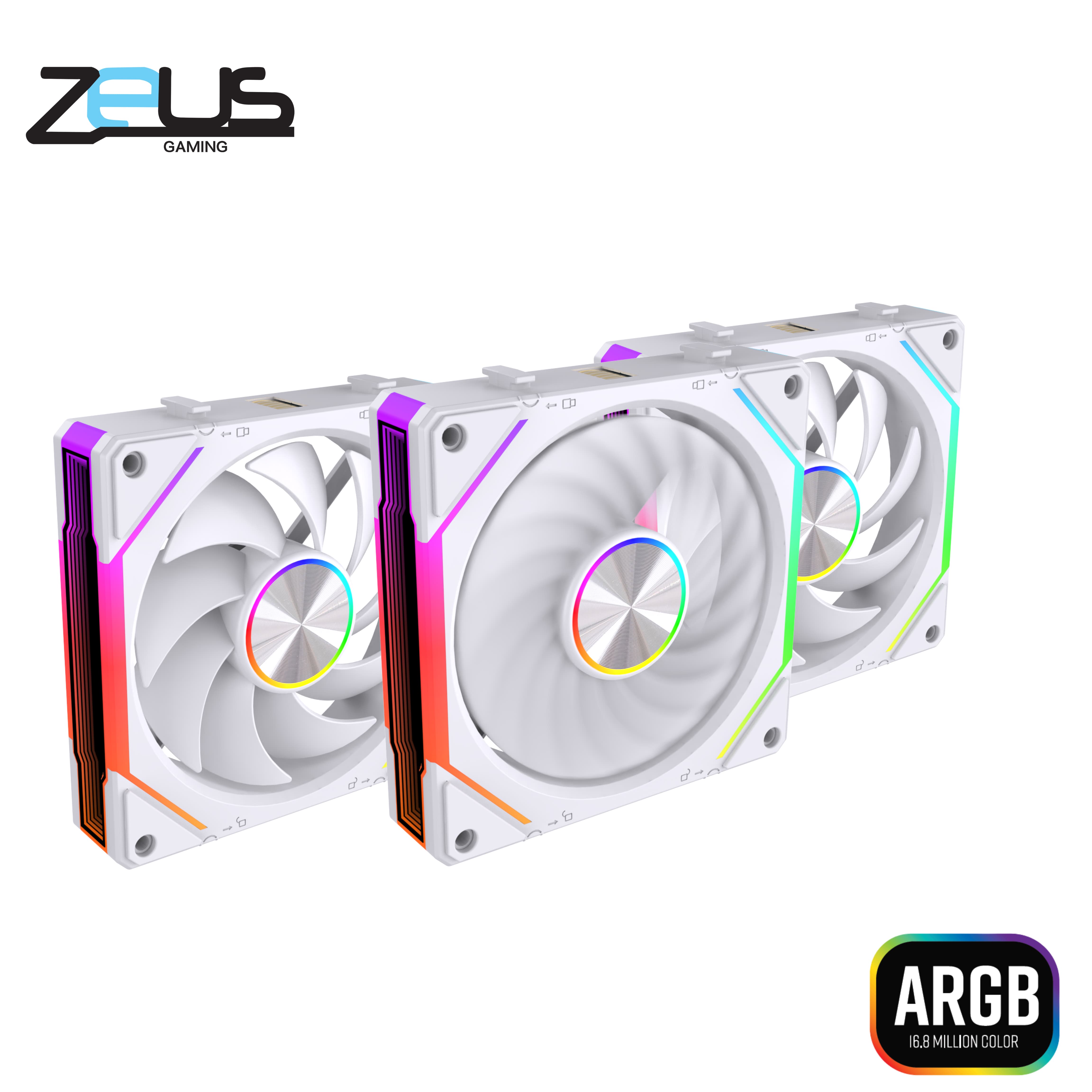 مبرد Zeus ZF-120 مبرد هواء 120mm ARGB أبيض - 1