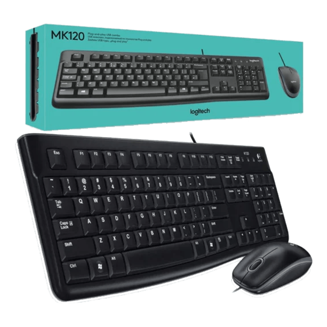 Logitech MK120 Full-Size Wired Keyboard and Mouse Combo Black - 1